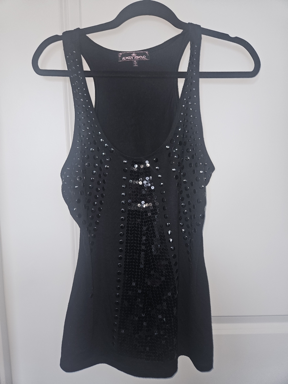 Almost Famous Black Sequin Racerback Tank